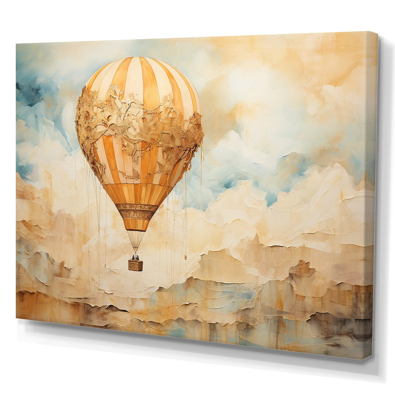Minimalisme, montgolfière, voyages sur toile, Toile tendue, H 16 po x l 32 po