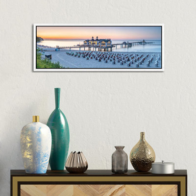 Sunset At The Dune Beach, North Sea Coast, Germany 1 Piece Panoramic Wall Art on Canvas