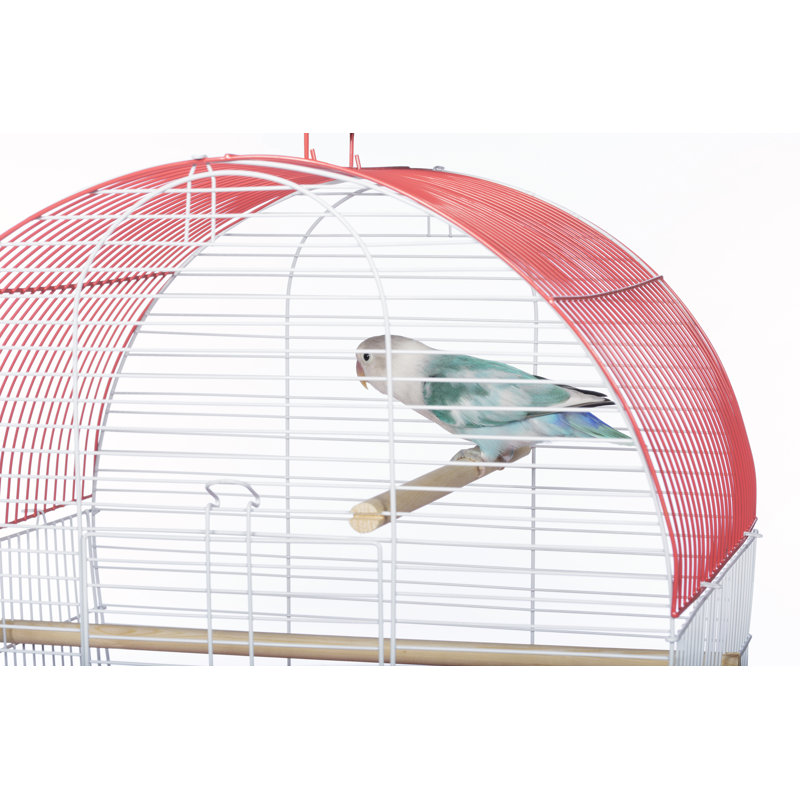 Cage à oiseau avec table et dôme en acier 18,13 po Borst, corail