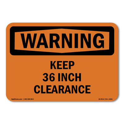 Keep 36 Inch Clearance Decal 5" X 3.5"