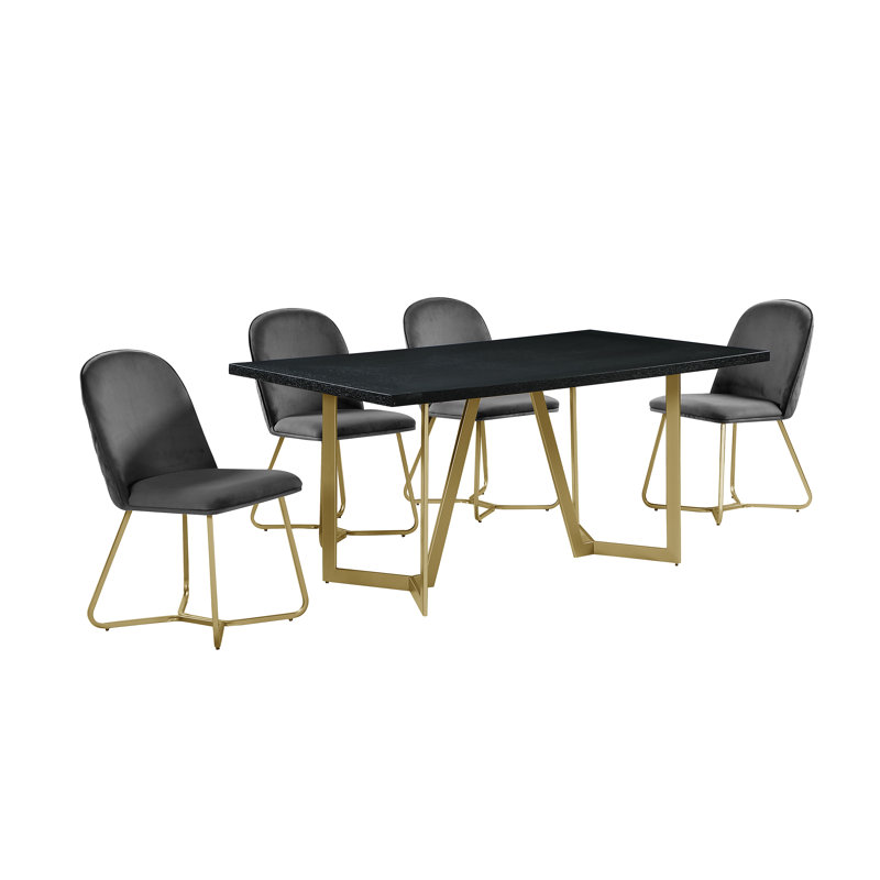 Ensemble repas pour 4 personnes Jakus, Noir, Gris foncé