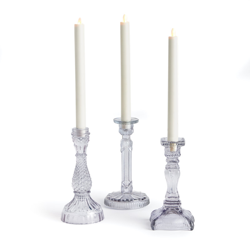 Ensemble de chandelles de table en verre 3 pièces, Grand, gris