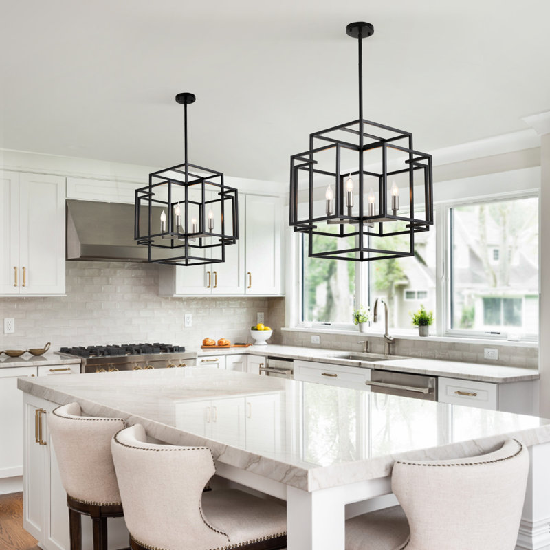 Nali 4 - Light Dimmable Square / Rectangle Chandelier, Black/Silver