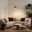 Olivia 75" Modern Industrial LED Arc Floor Lamp with Gold Brass Finish, White Marble Base, and Metal Bowl Shade, Bulb Included-89267741-89267742
