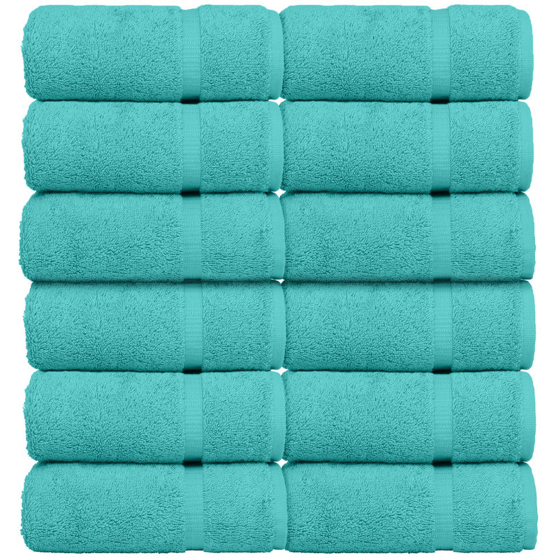 100% Cotton Washcloth Towel Set, Aqua Blue