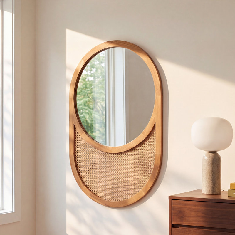 Risley Solid Wood Flat Mirror, Natural