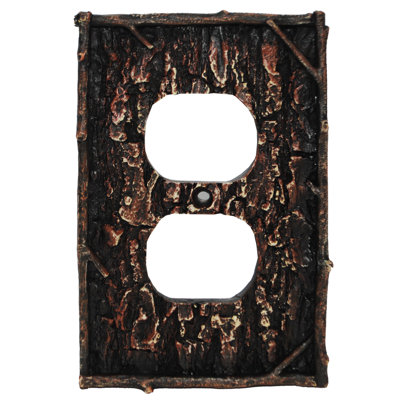 plaque murale 1 gang avec prise en duplex Pine Bark