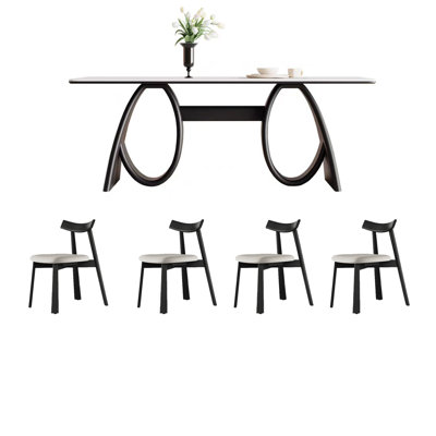 French retro dining table and chair combination
