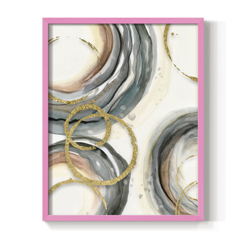 «Gold Elasticity I», reproduction encadrée - bois massif, Rose, H 11 po x l 9 po