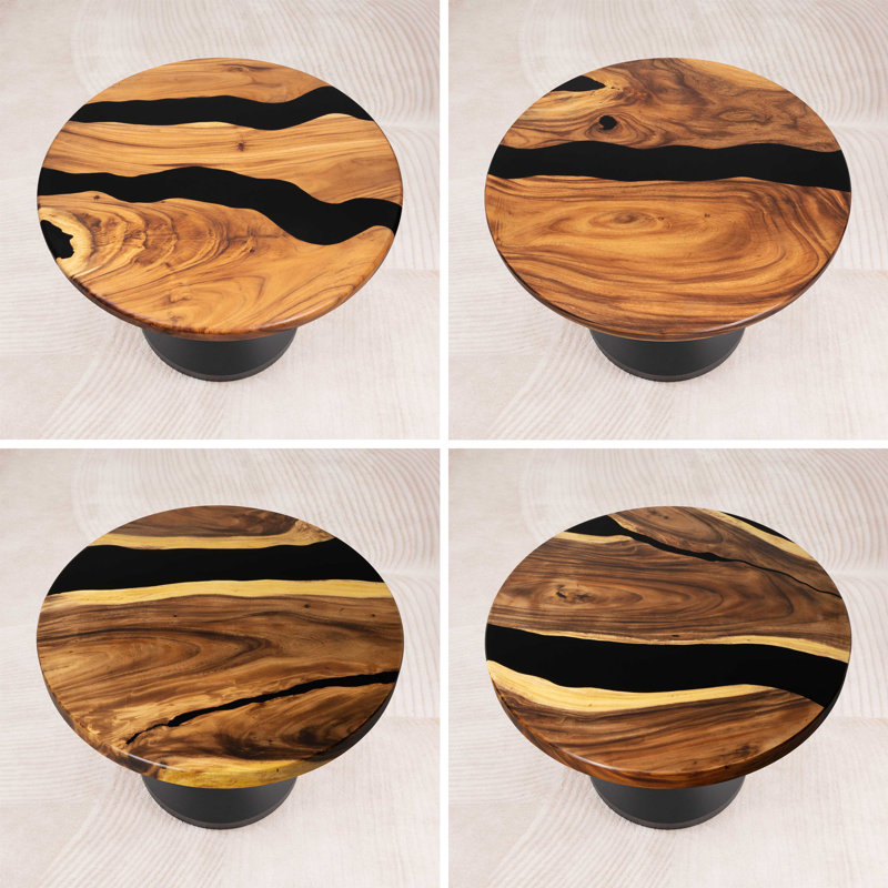 Round Wood Epoxy Dining Table 41" Diameter, 28" H x 41" L x 41" W