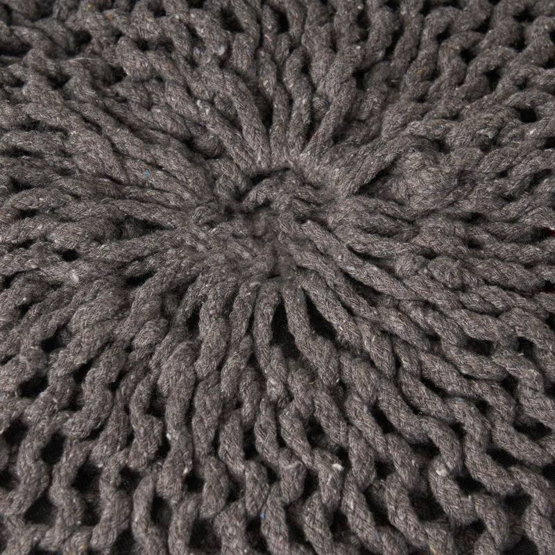 Modern Knitted Pet Pouf In Dark Grey - Handmade Sophistication, 20" X 14 With Cover 20 Inch