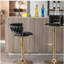 Ensemble de 2 pièces repose-pieds chromé et base réglable en cuir de velours avec tabouret de bar simple et pieds dorés - noir-752899298