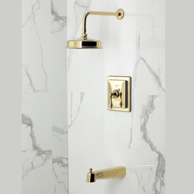 Robinet de baignoire et douche à pression équilibrée à poignée simple Kingston Brass Revival