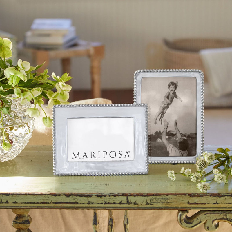 Beaded Metal Picture Frame, 6" H x 4" W