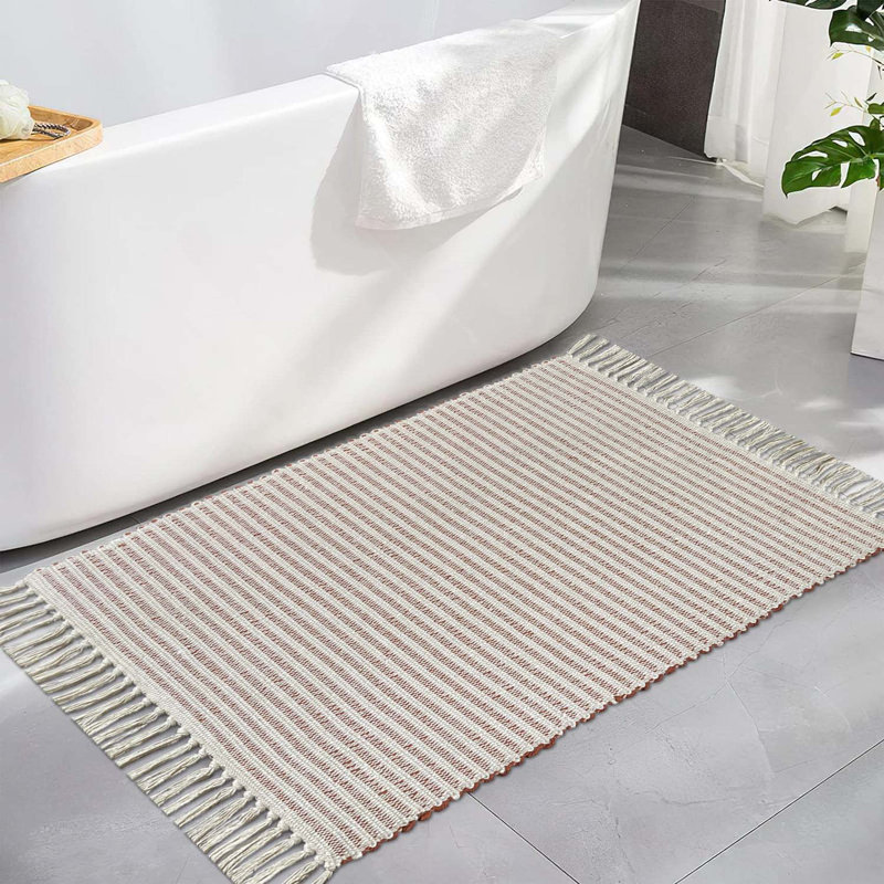 Annzley Cotton Blend Bath Rug, Beige, Single - 51" L x 24" W