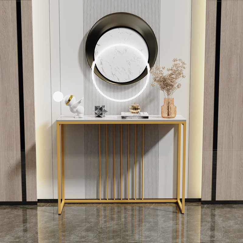 Marble Top Console Table, White, 78.5cm H x 100cm W x 30cm D
