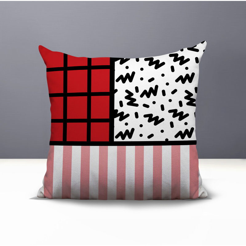 Oreiller carré réversible intérieur / extérieur Minka, Rouge, Carré 16 po
