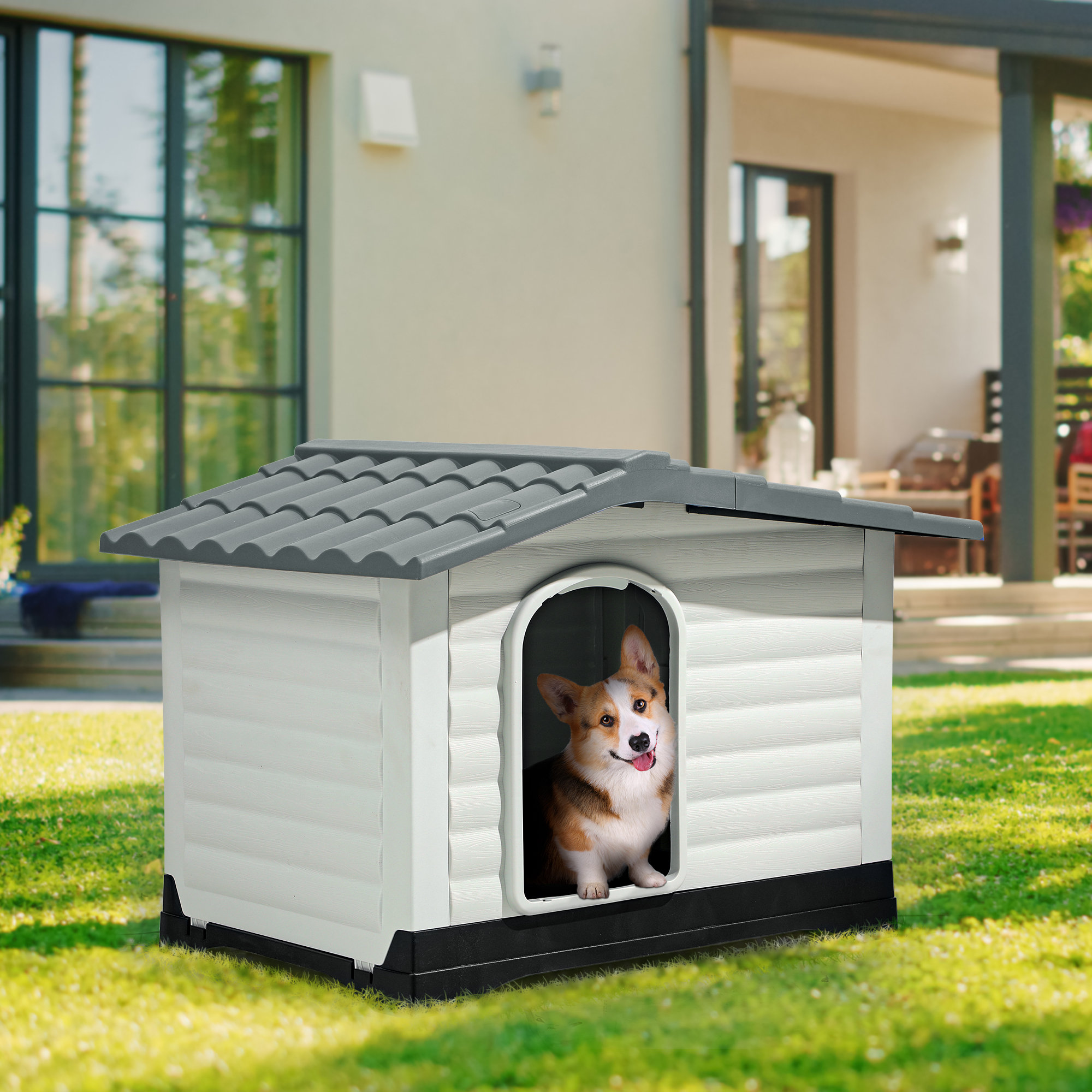 Tucker Murphy Pet™ Dearria Gray Plastic Dog House | Wayfair