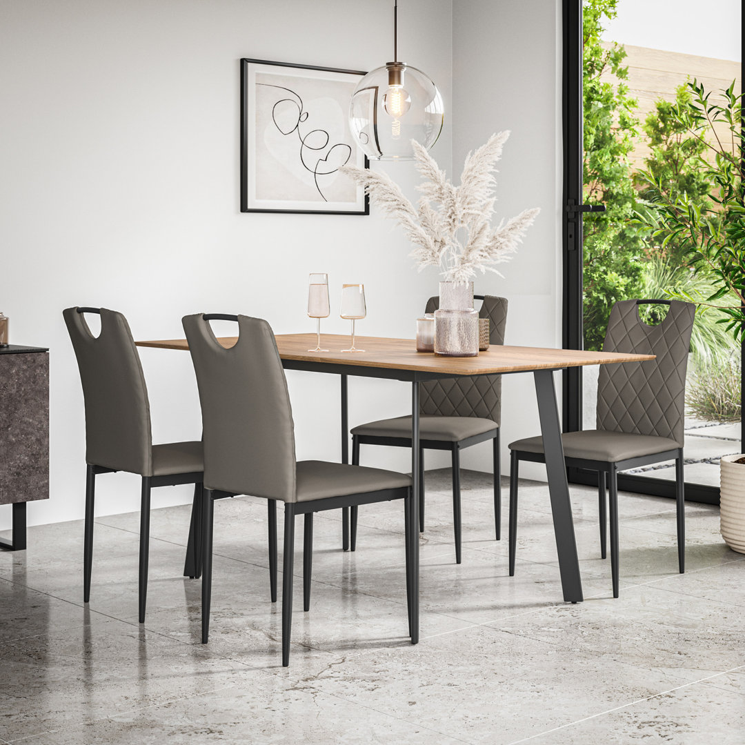 Haydon Extending Dining Table + Chairs- Table Top w Legs + Monza Faux Leather Dining Chair Set Of 4