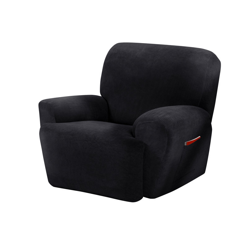 Housse pour fauteuil inclinable rayé extensible à coussins en T, Noir