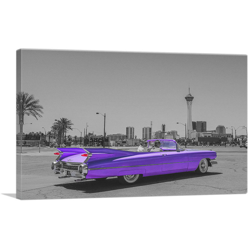 «Purple Vintage American Car», reproduction de photo sur toile tendue, H 12 po x l 18 po x 1,5 po