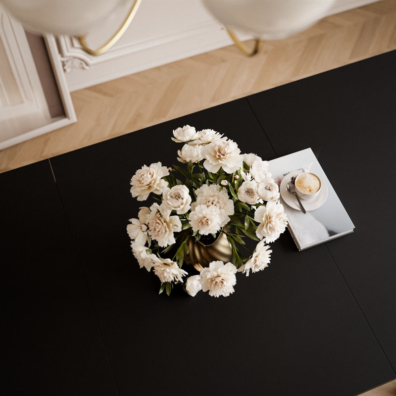 Extendable Metal Base Dining Table, black