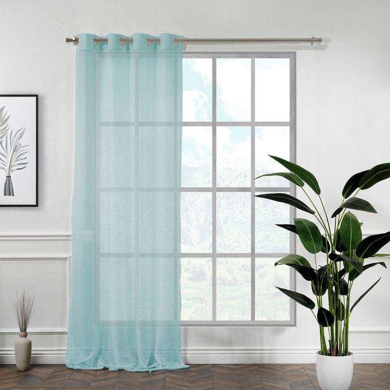 Panneau simple extra long et extra large en faux lin, L 52 po x L 108 po, Turquoise