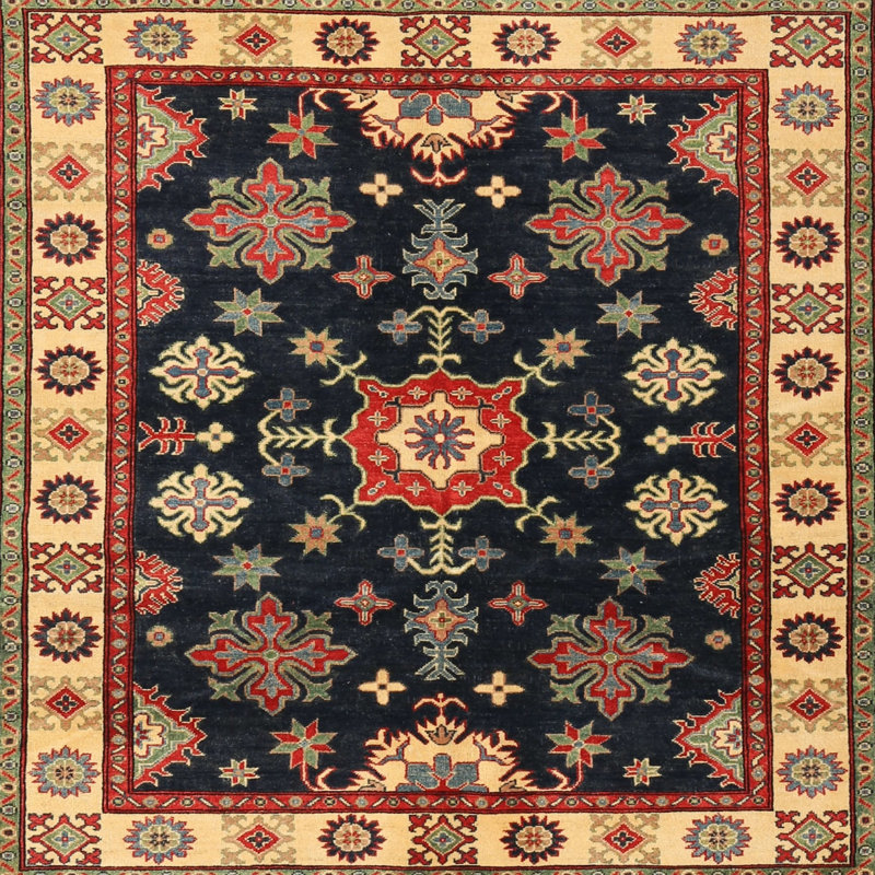 Tapis bleu marine oriental, Carré 6 pi