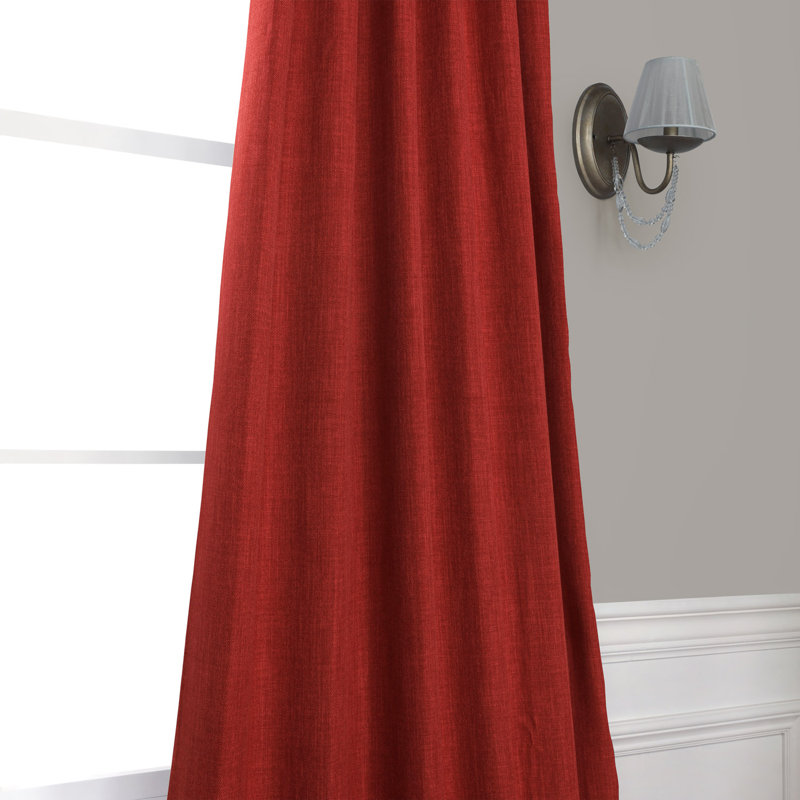 Clem Heavy Faux Linen Light Filtering Curtains For Bedroom & Living Room Curtains - Single Panel Drapes, 50" W x 96" L