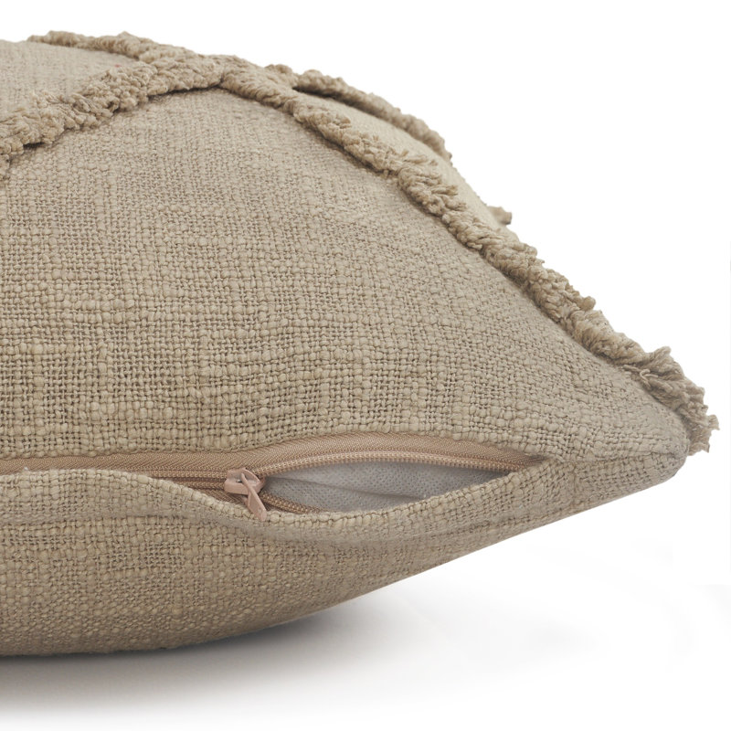 Taupe Cotton Tufted 20" x 20" Throw Pillow Set