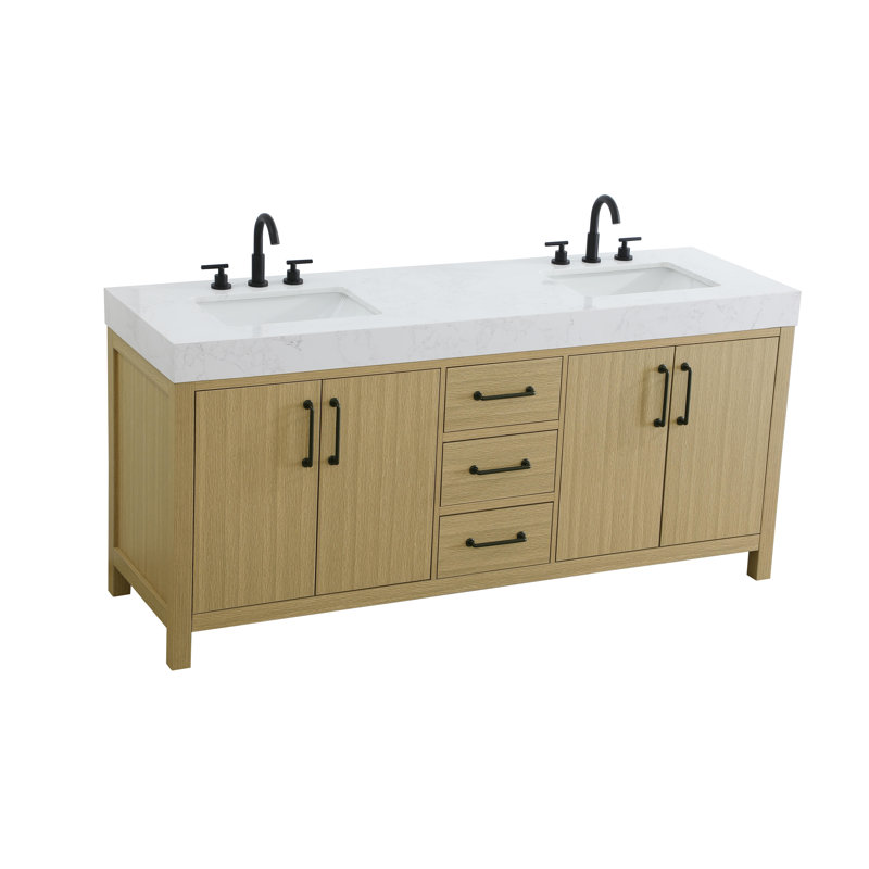 72 inch Double Bathroom Vanity_Traditional_VF60672, Honey Brown