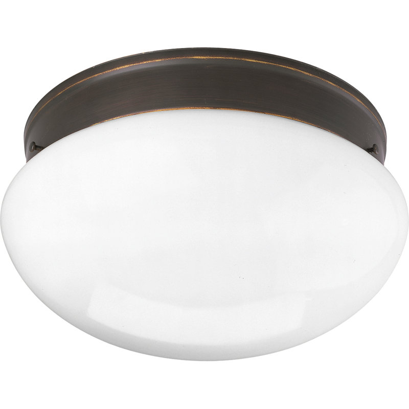 Hucksley Glass Flush Mount, Antique Bronze, 4.375" H  x 7.5" Diameter