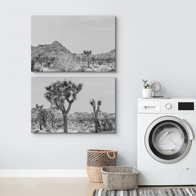 Cactus, désert, Joshua Tree, solitude, silhouette de cactus monochromes - pièces, Toile tendue, H 16 po x l 24 po