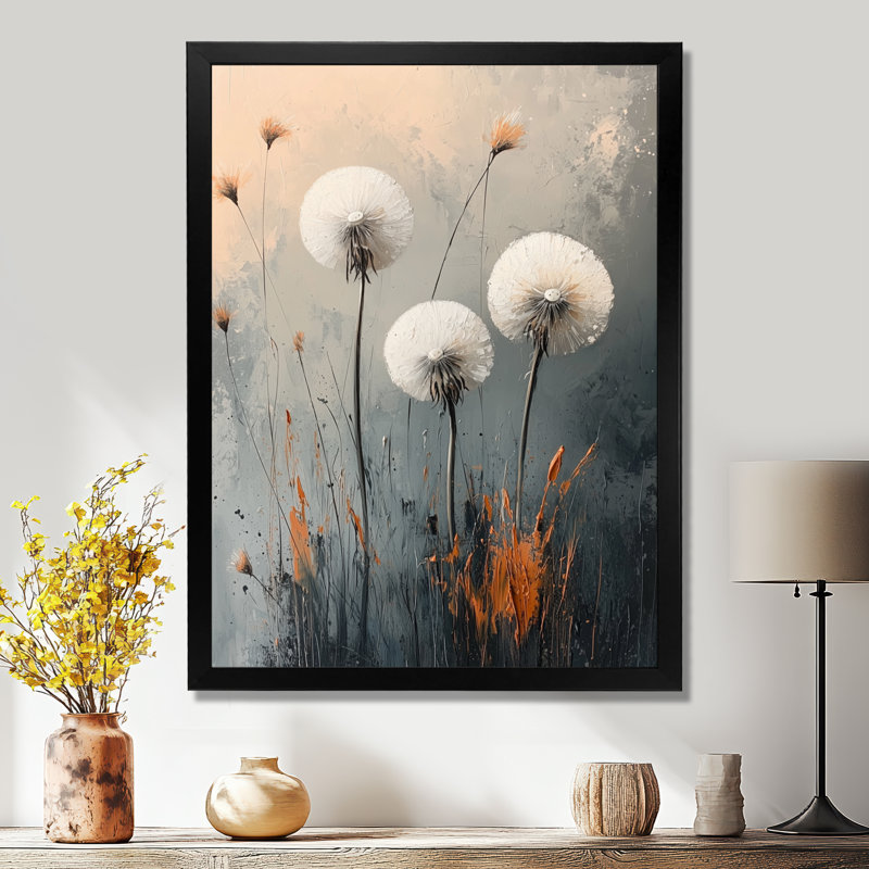 Howe - Floral Canvas Art Print, Black, 20" H x 12" W, Single Picture Framed Print