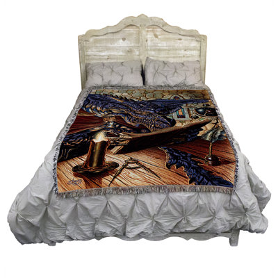 Couverture Harbinger of Fire Dragon de Pure Country Weavers par Ed Beard Jr - jeté en tapisserie fantaisie tissé à partir de coton - fabriqué aux États-Unis (72 x 54) (bon livre, 72 po x 54 po)