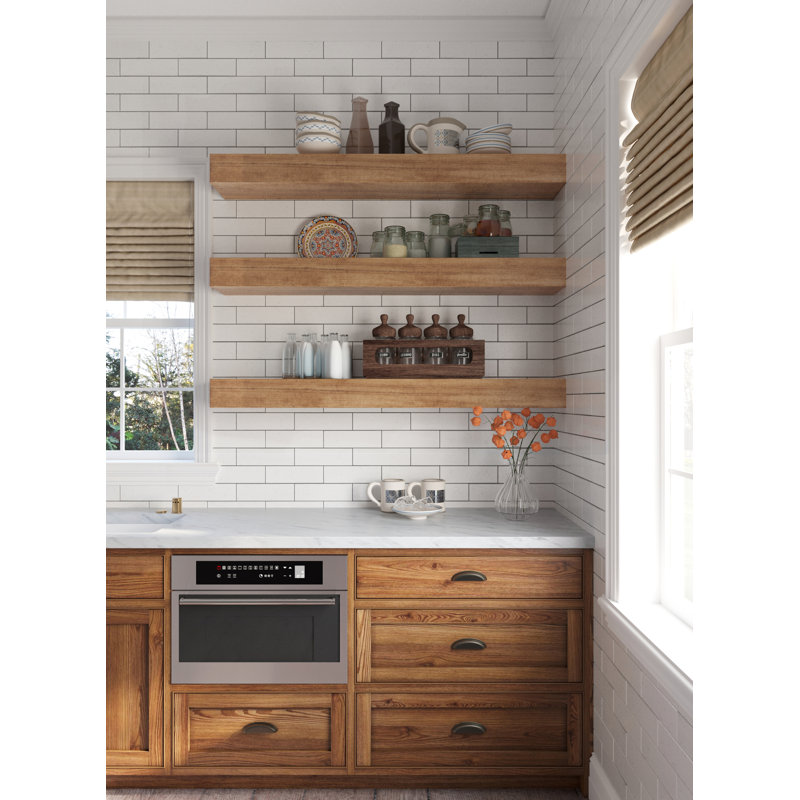 DOGBERRY 48" Farmhouse Solid Wood Mantel Shelf | Floating Shelf Design