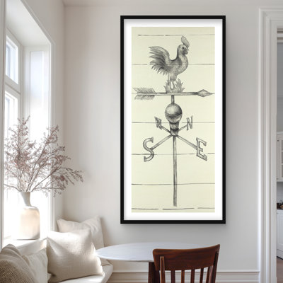 Vintage Weathervane Print - Gray Framed Home Decor Art