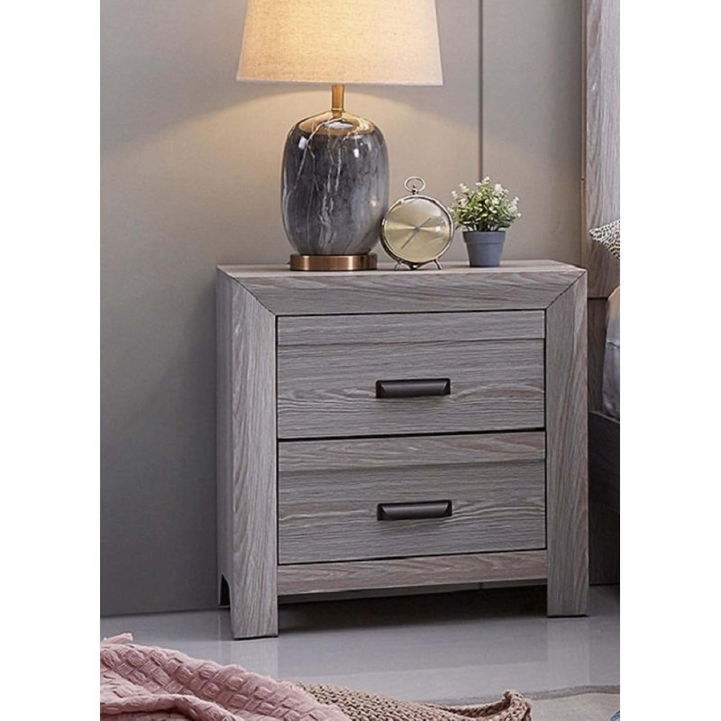 Table de bout de table de chevet 1pc avec deux tiroirs de rangement, Gris