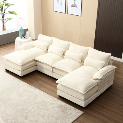 Modulaire en forme de U avec revêtement en chenille et rembourrage de siège en mousse Tissu modulaire en U avec capacité de poids de 500 lb