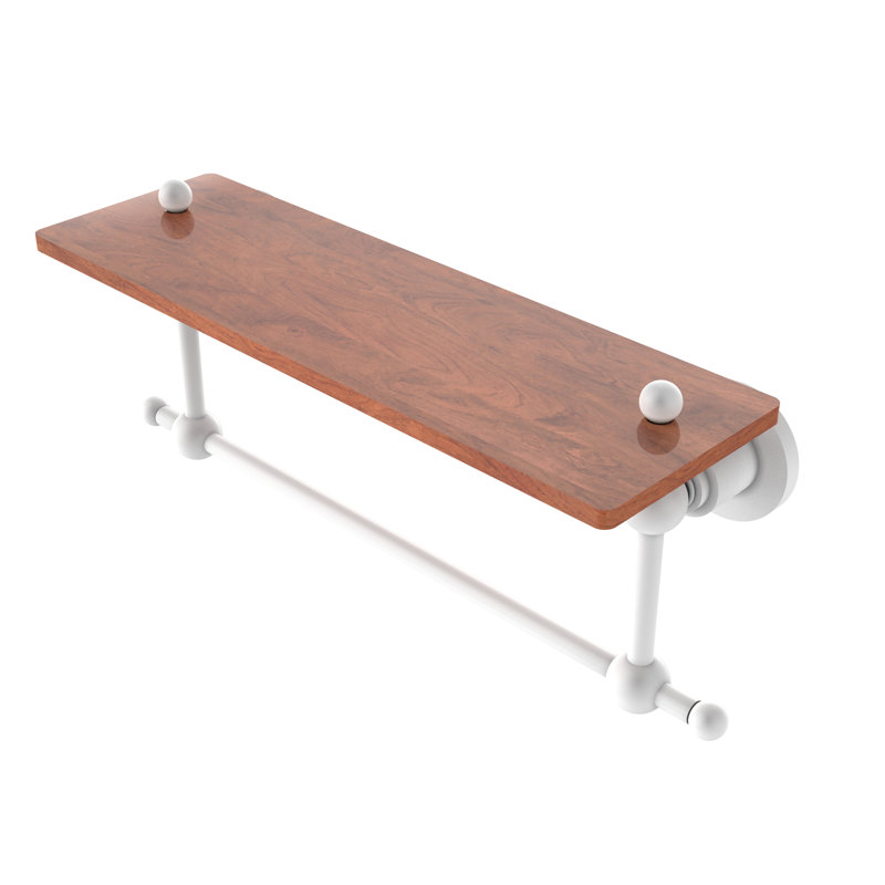 Hertel Accent Shelf with Towel Bar, Matte White, 5" H x 16" W x 5" D