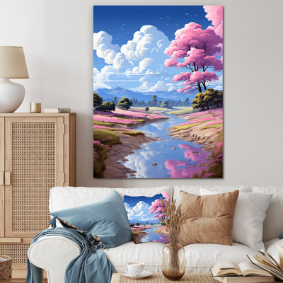 «Rose and Blue Pink Traverse River», art mural abstrait