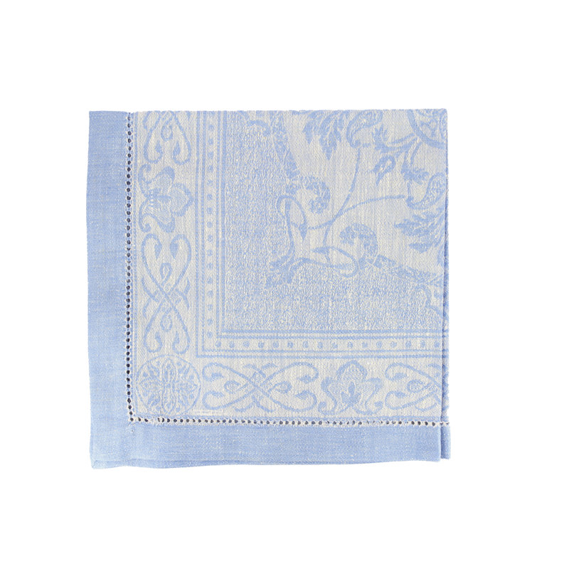 French Home Linen 6-Piece Set Astra Napkins, Ivory and Light Blue