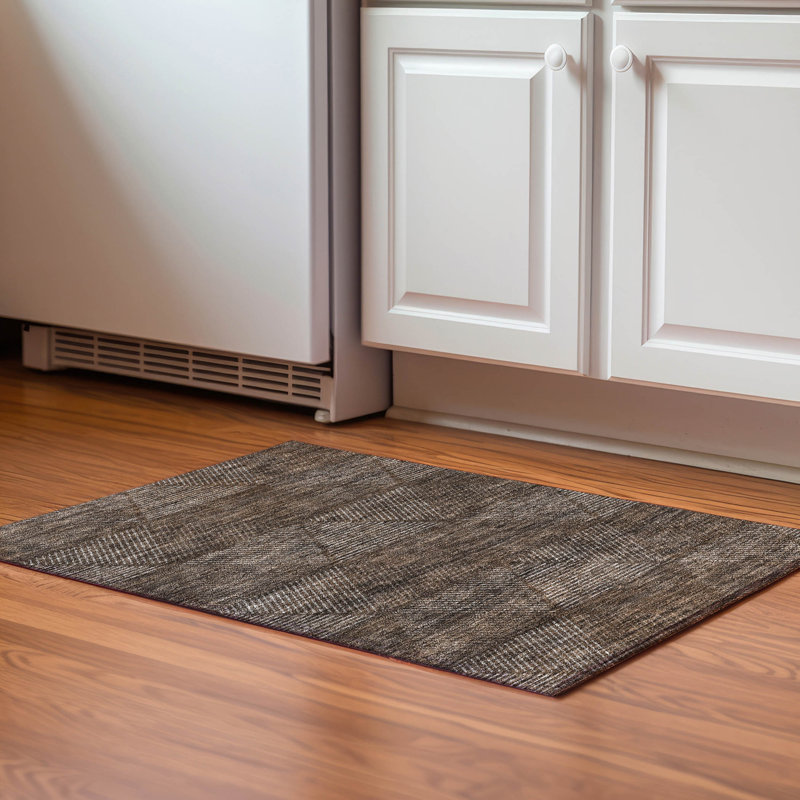 Premium Machine Washable Prisco Brown Rug, Rectangle 1'8" x 2'6"