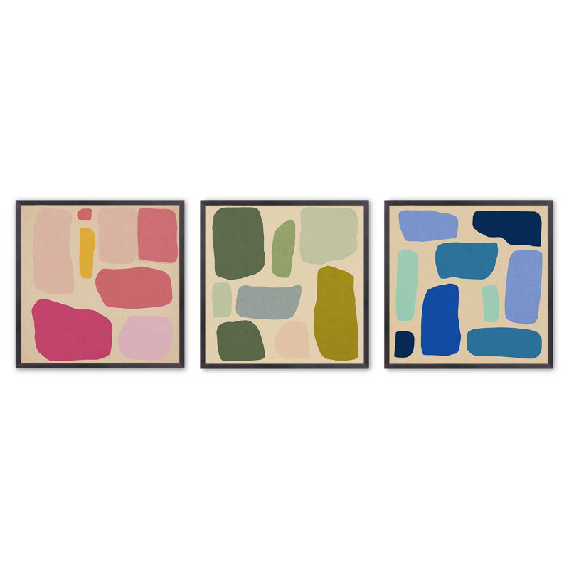 « Chromatic Rhythms » par Golden Glow Interiors – 3 œuvres sur papier, H 21,25 po x l 21,25 po, Zinc patiné
