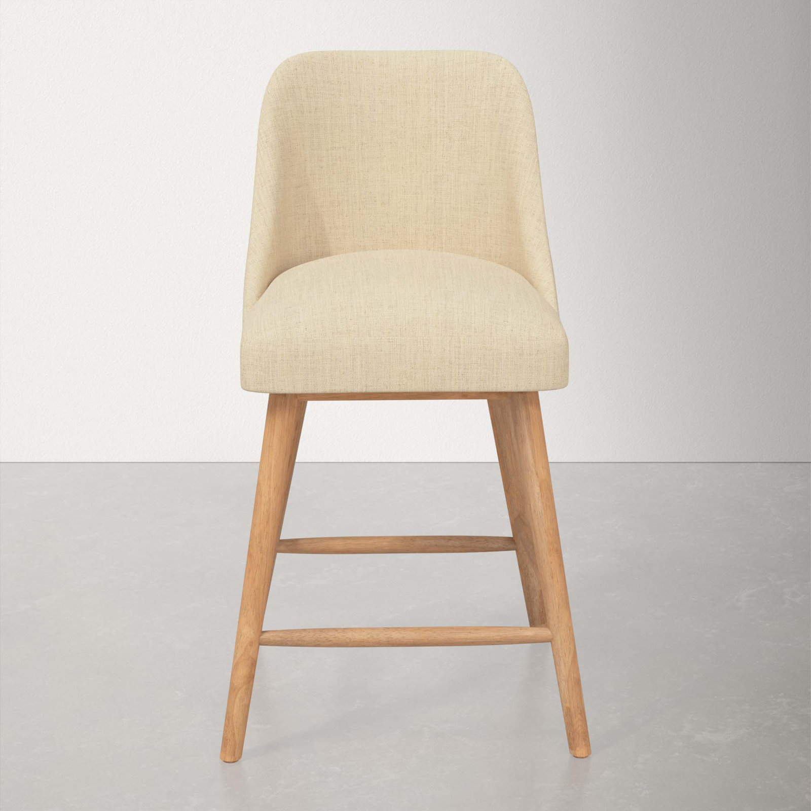 Gallie Stool, Natural Wood, Counter Stool (27" Seat Height), Classic Linen Linen