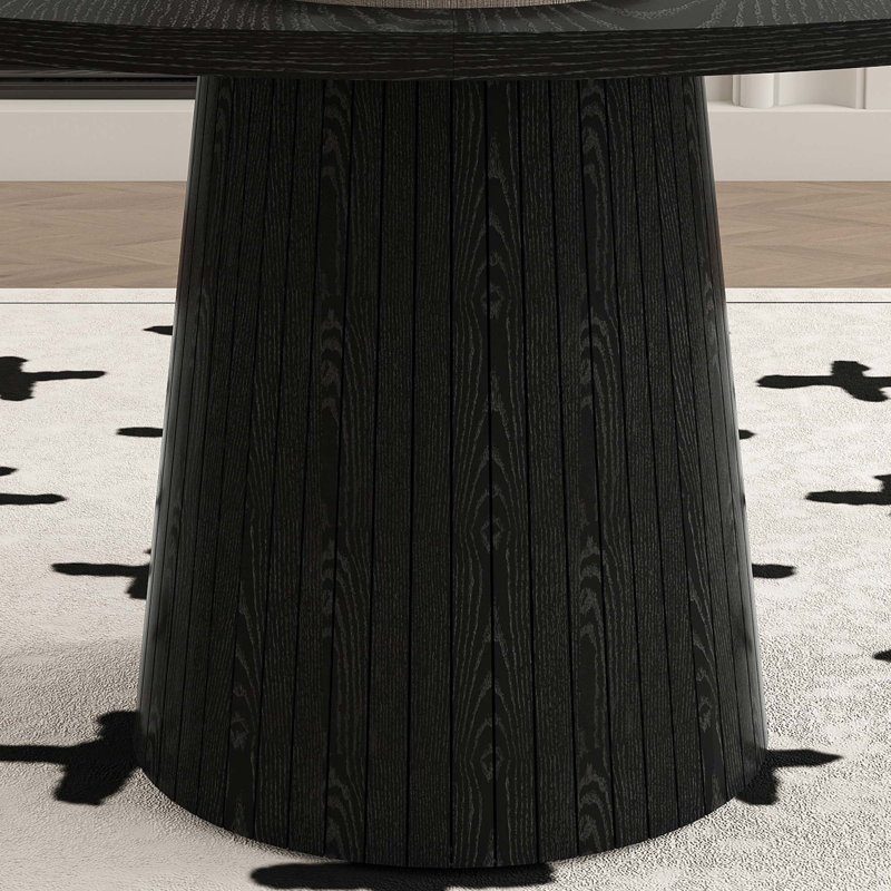 Table de salle à manger de 47 po en MDF pour 4 personnes, table de ferme moderne avec base en bois, Black
