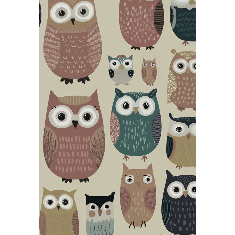 Murale ludique Whimsical Owls, Peler et coller
