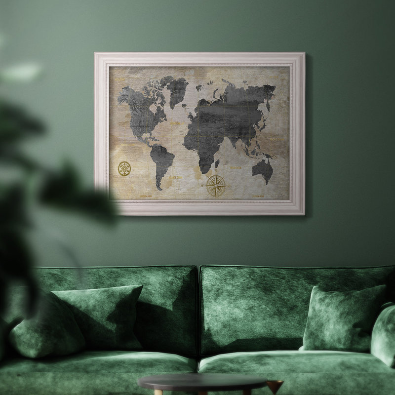 " Modeled World Map ", 21" H x 25" W x 2.5" D