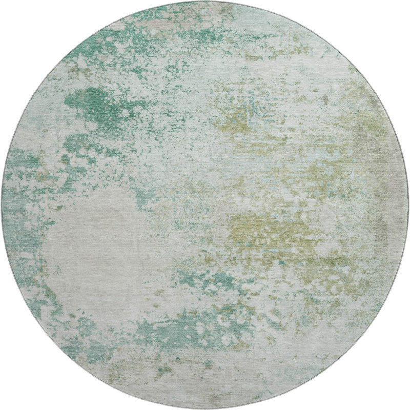 Premium Machine Washable Mayfield AMF2070 Abstract Rug, 8' Round, Putty