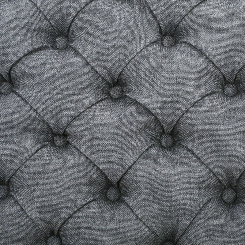 Claxton 50 Inch Contemporary Button Tufted Upholstered Storage Bench with Flip Top, Rolled Arms, Soft Close Hinges, Fabric